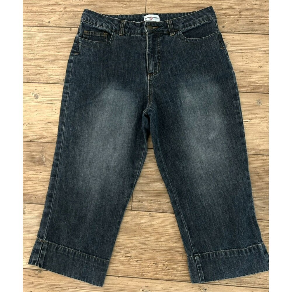 George & Martha Blue Denim Jeans Capris Pants Bottom Side Slits Womens Size 10